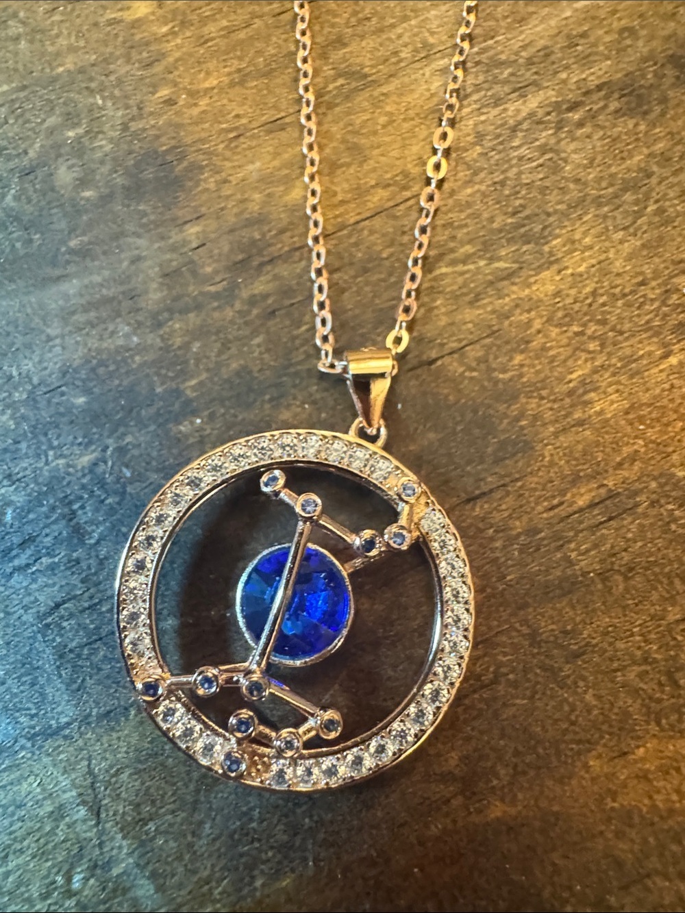 Rose gold Virgo sapphire birthstone necklace
